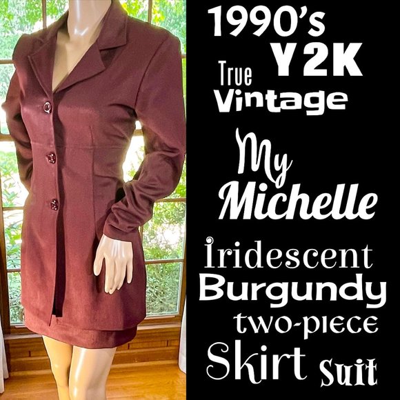 Vintage Dresses & Skirts - ▪️VTG▪️MY MICHELLE▪️Burgundy 2-Piece Skirt Suit